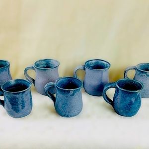 Blue Pottery Mug set of seven
